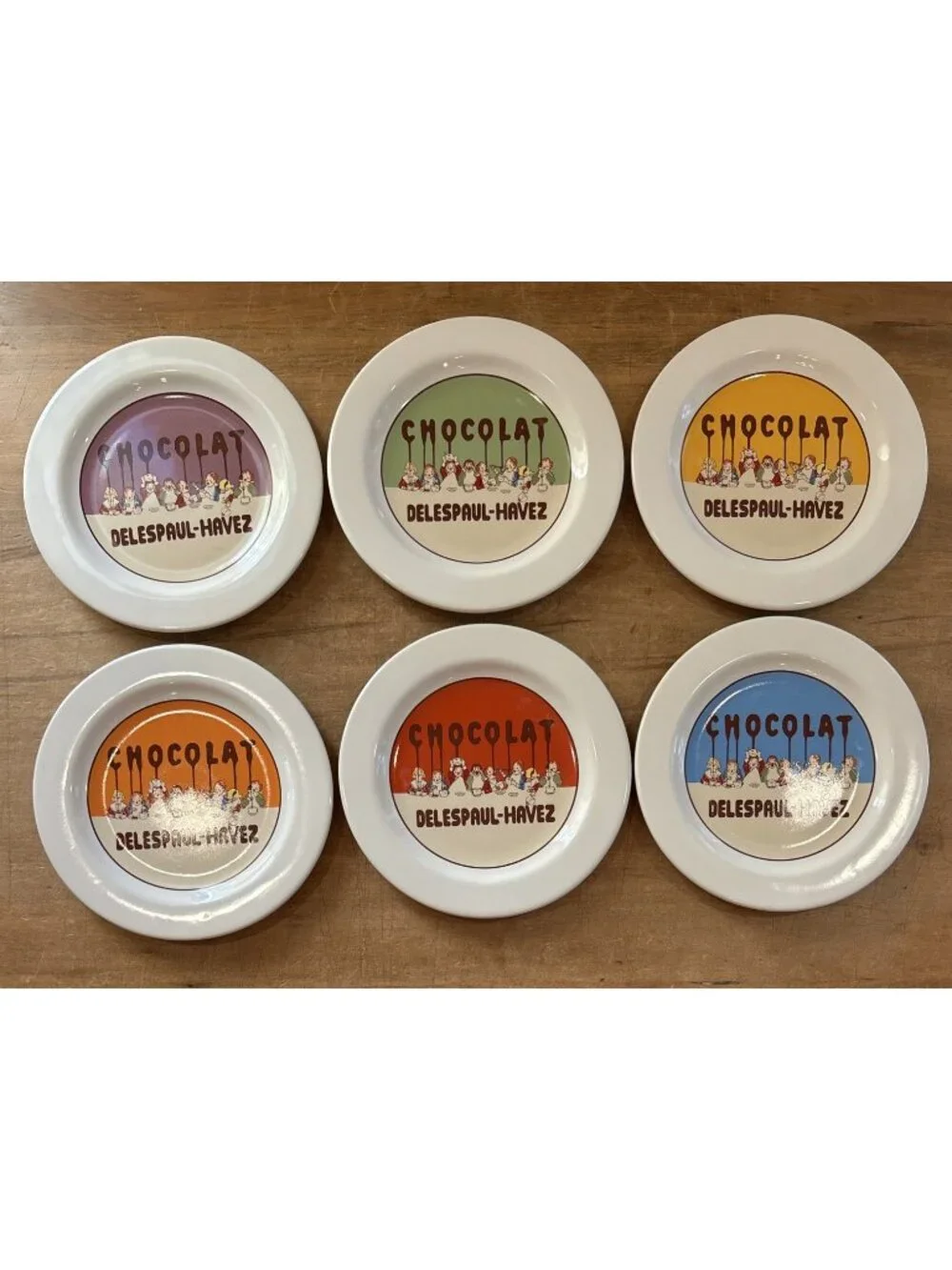 Vintage Pottery Barn Chocolate Dessert Plates Set of 6 Chocolat Delespaul-Havez